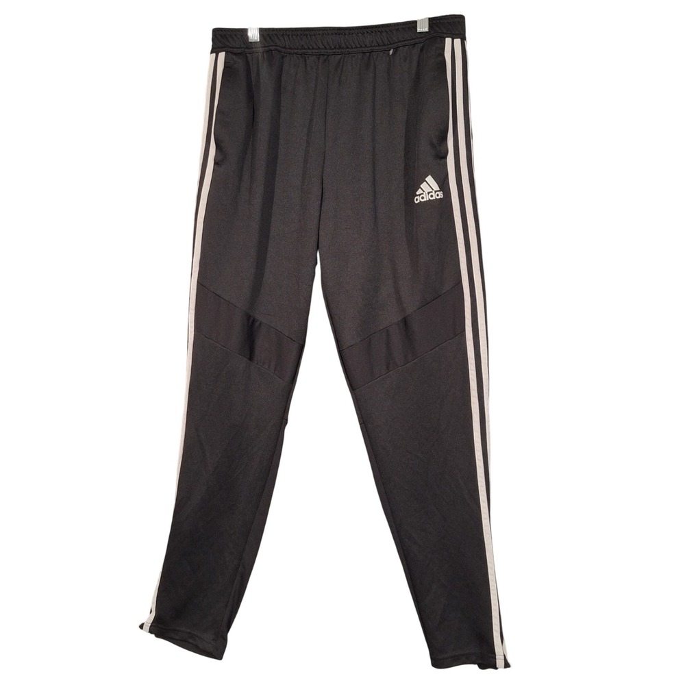 Adidas Aeroready Mens Black White 3-Stripe Soccer Training Pants Large Ankle Zip